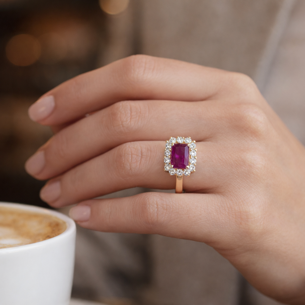 1.93 Ct Octagon Ruby 9K Gold Ring