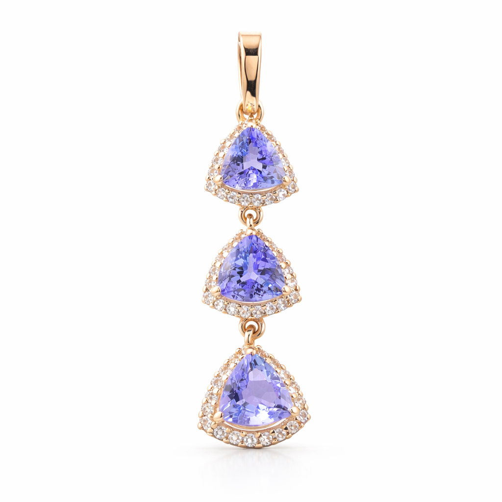 1.59 Ct Trillion Tanzanite 9K Gold Pendant
