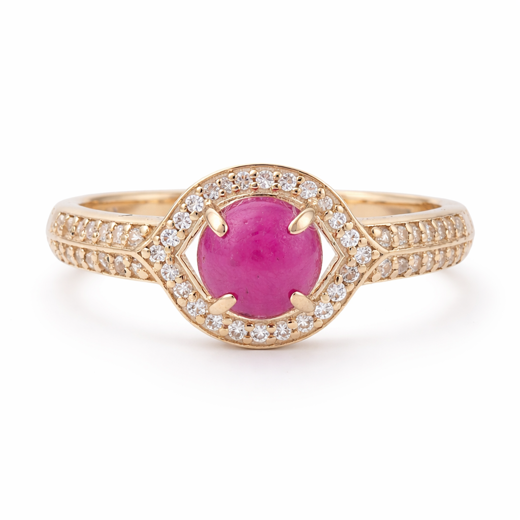1.40 Ct Round Ruby 9K Gold Ring