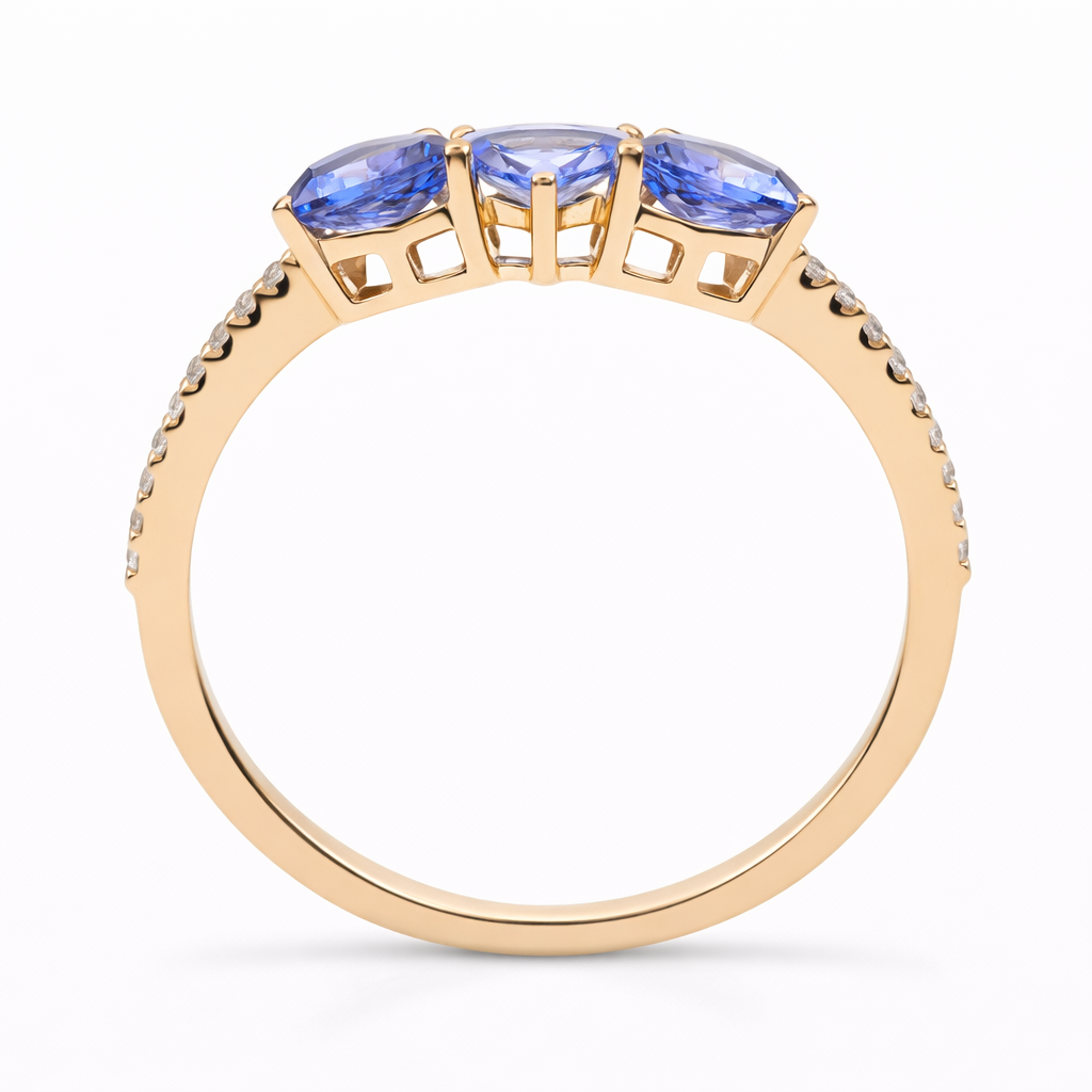 1.13 Ct Trillion Tanzanite 9K Gold Ring