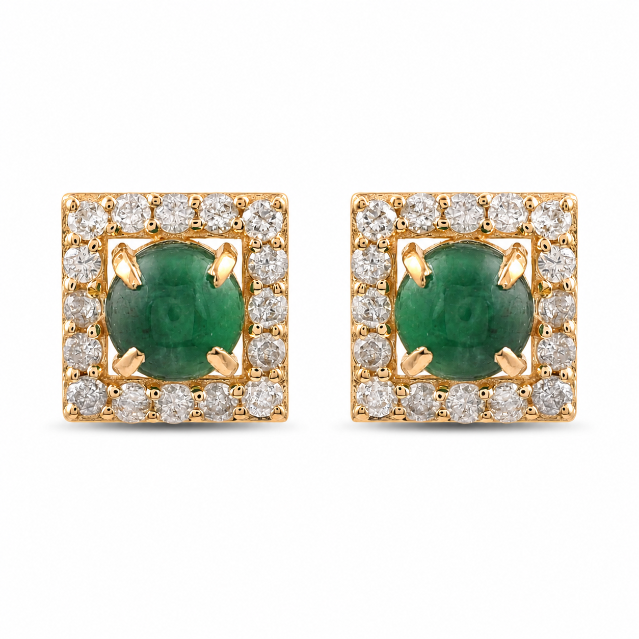 2.29 Ct Round Emerald 9K Gold Earrings