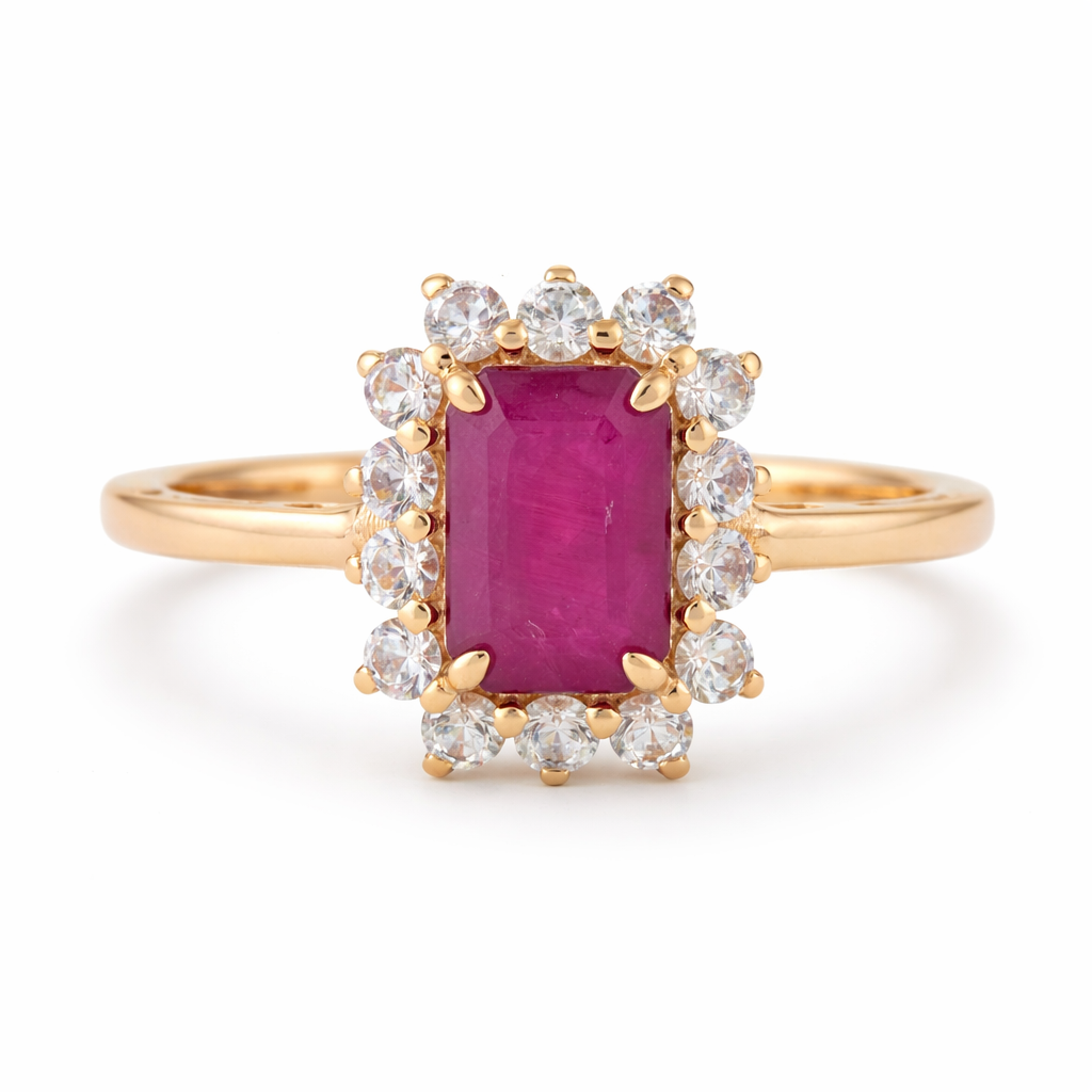 1.93 Ct Octagon Ruby 9K Gold Ring