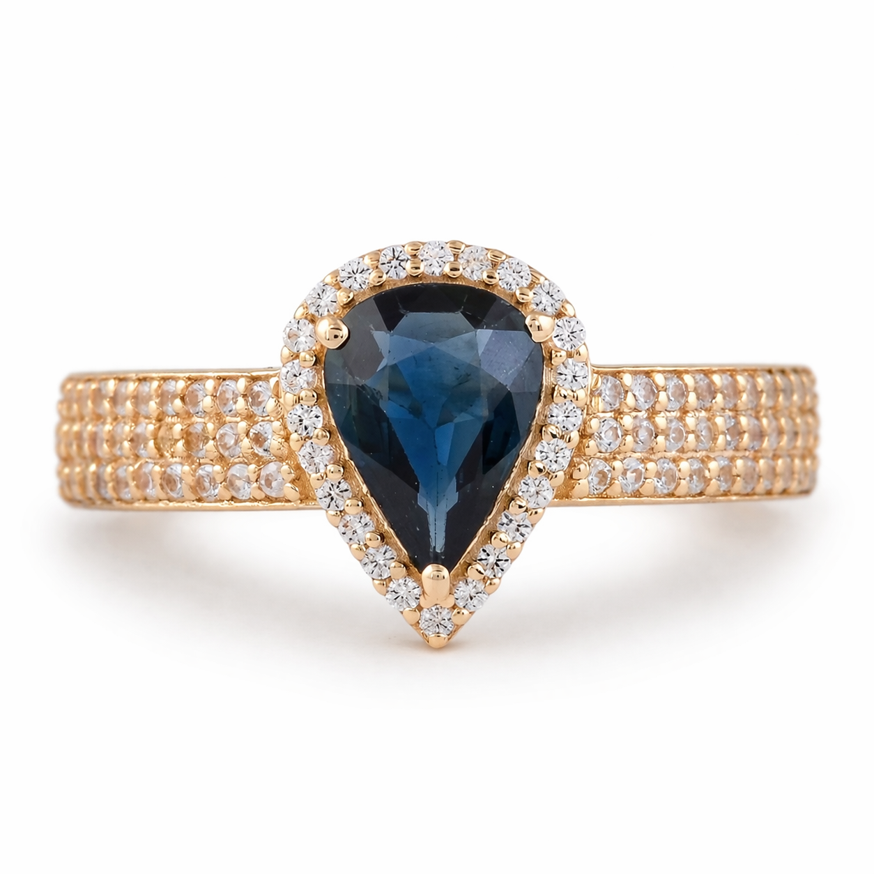 1.39 Ct Oval Blue Sapphire 9K Gold Ring