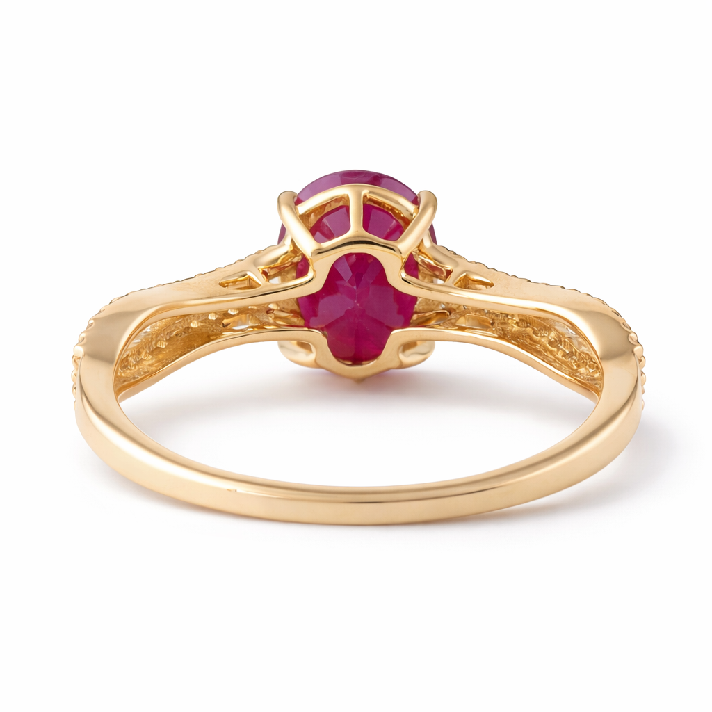 2.34 Ct Oval Ruby 9K Gold Ring