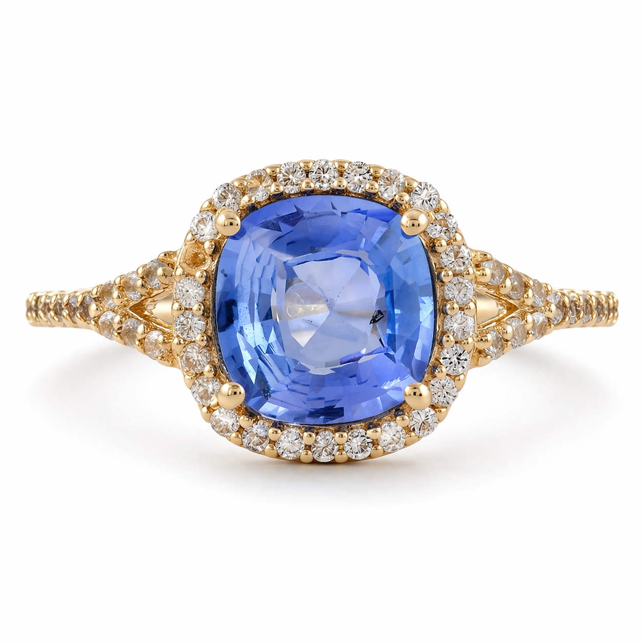 1.58 Ct Cushion Sapphire 9K Gold Ring