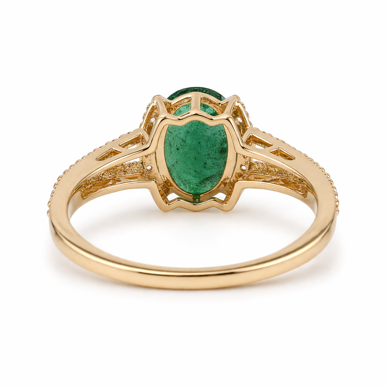 1.39 Ct Oval Emerald 9K Gold Ring