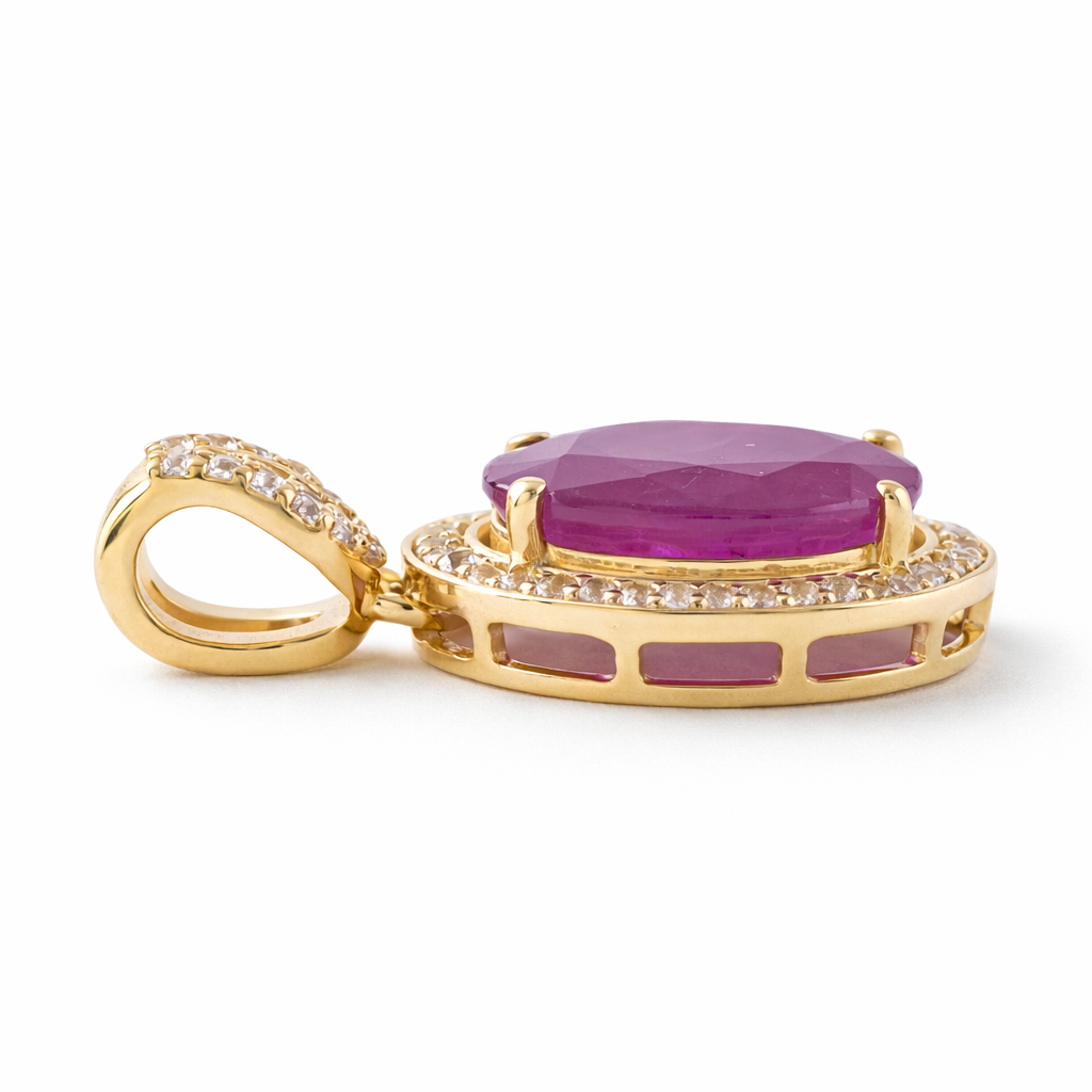 2.95 Ct Oval Ruby 9K Gold Pendant