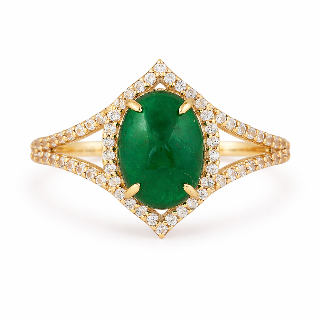 2.23 Ct Oval Emerald 9K Gold Ring