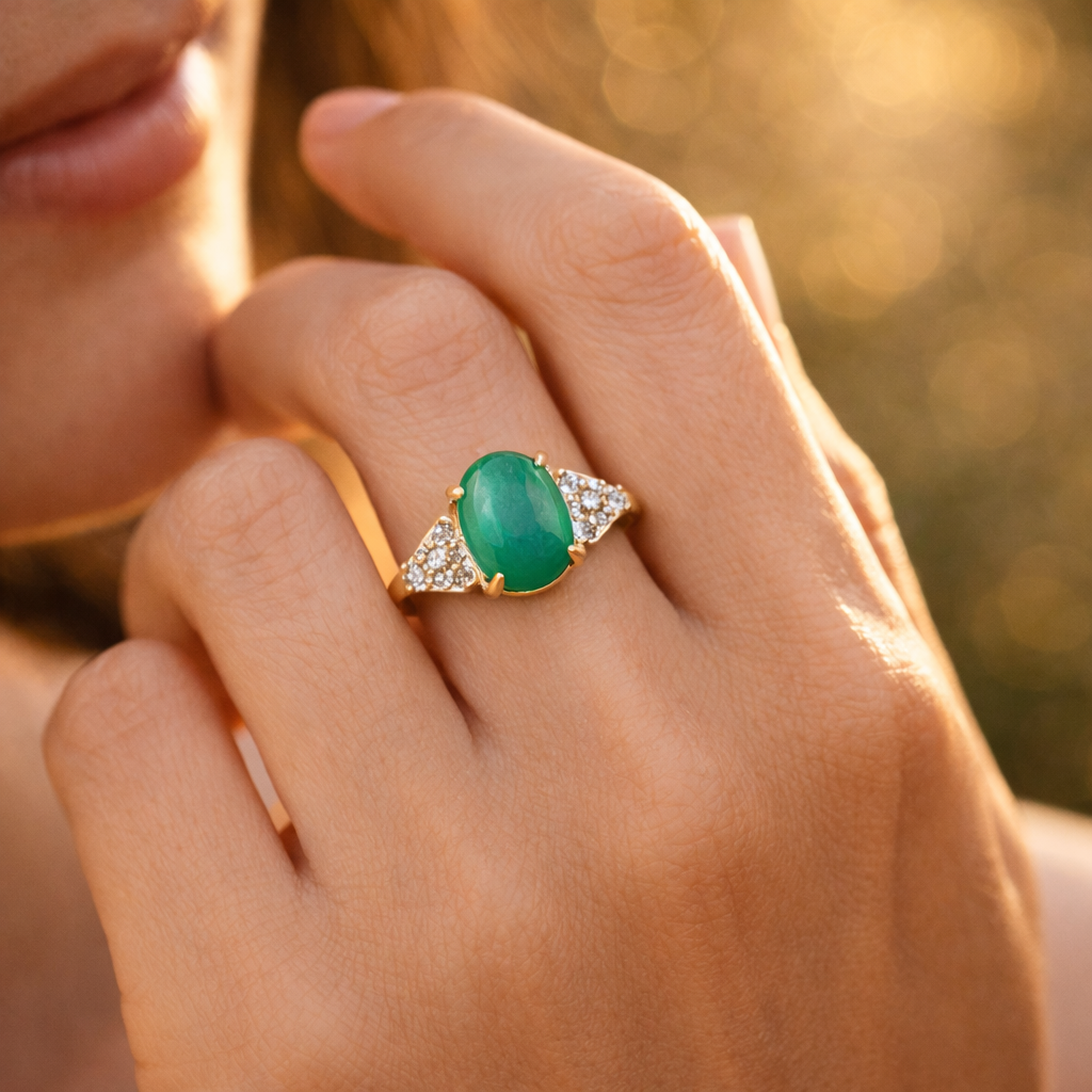 1.91 Ct Oval Emerald 9K Gold Ring