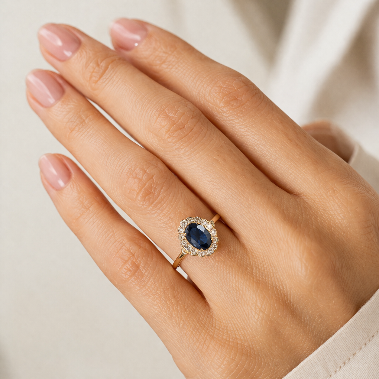 1.52 Ct Oval Sapphire 9K Gold Ring
