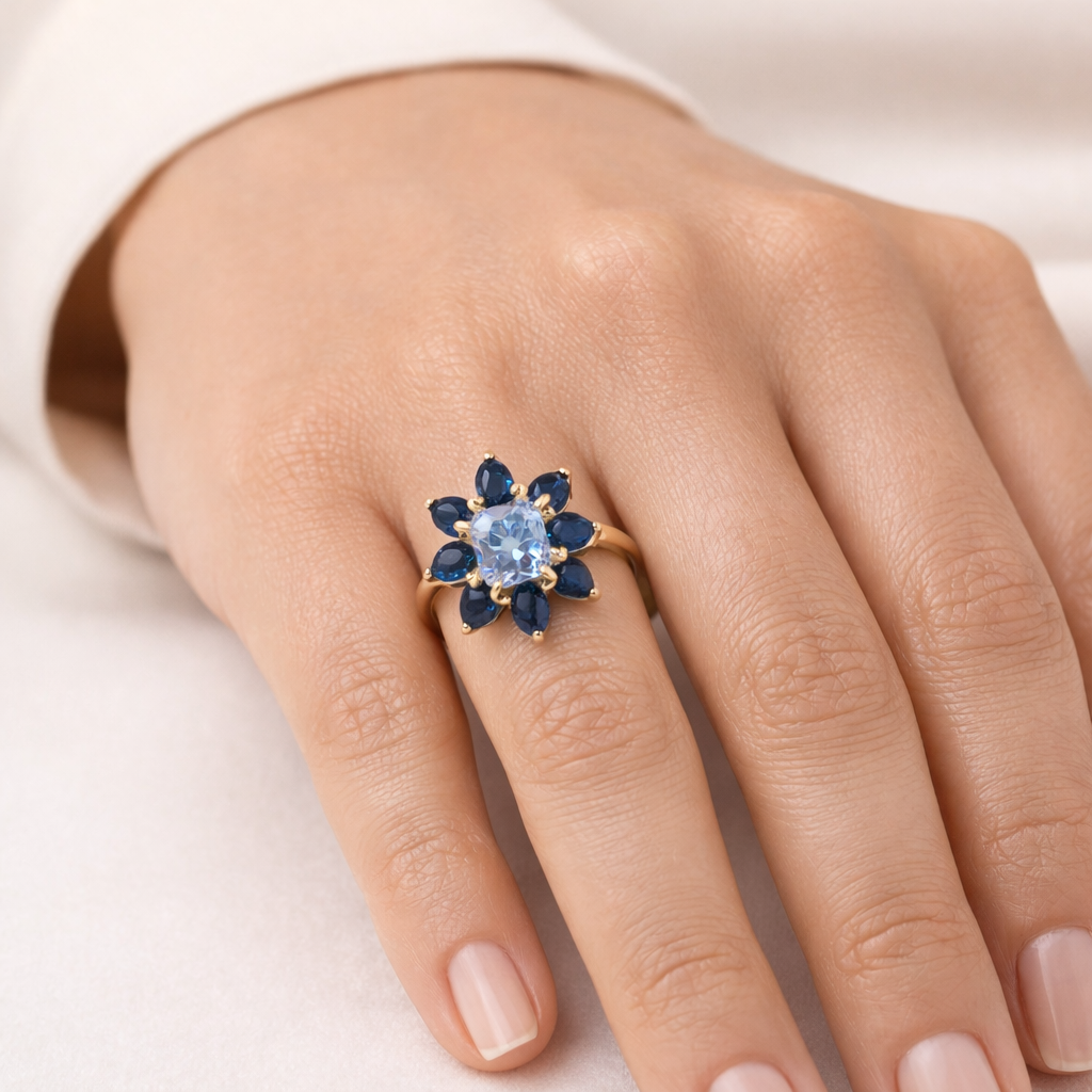 2.76 Ct Pear Sapphire 9K Gold Ring