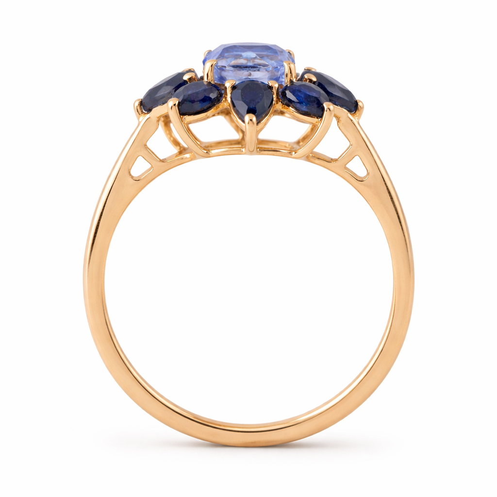 2.83 Ct Cushion Sapphire 9K Gold Ring