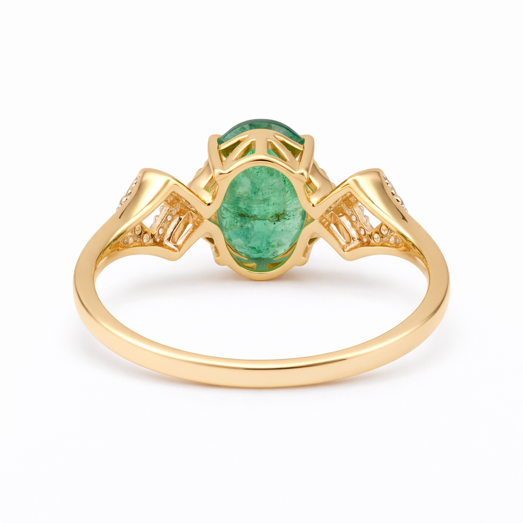 1.87 Ct Oval Emerald 9K Gold Ring
