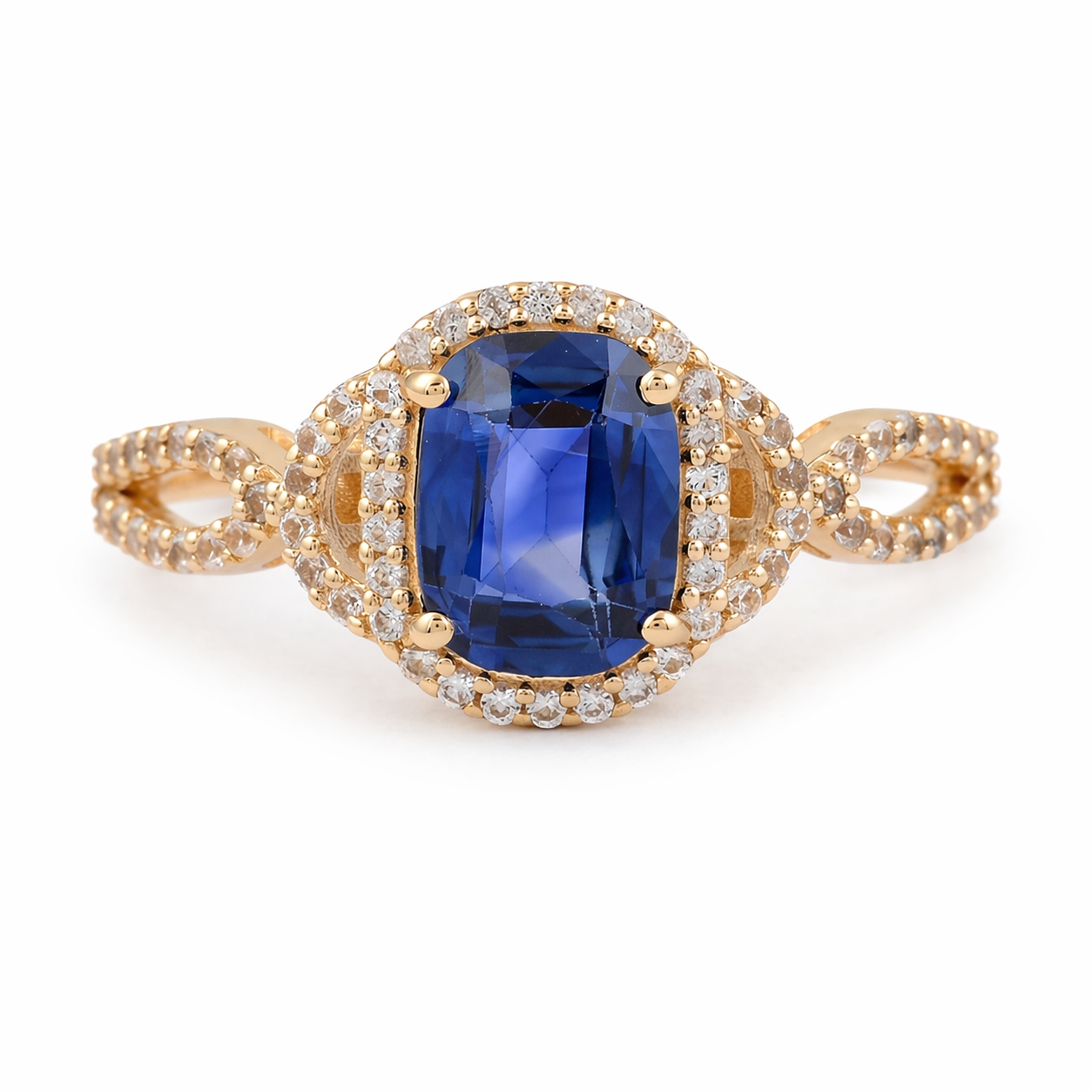 1.32 Ct Oval Blue Sapphire 9K Gold Ring