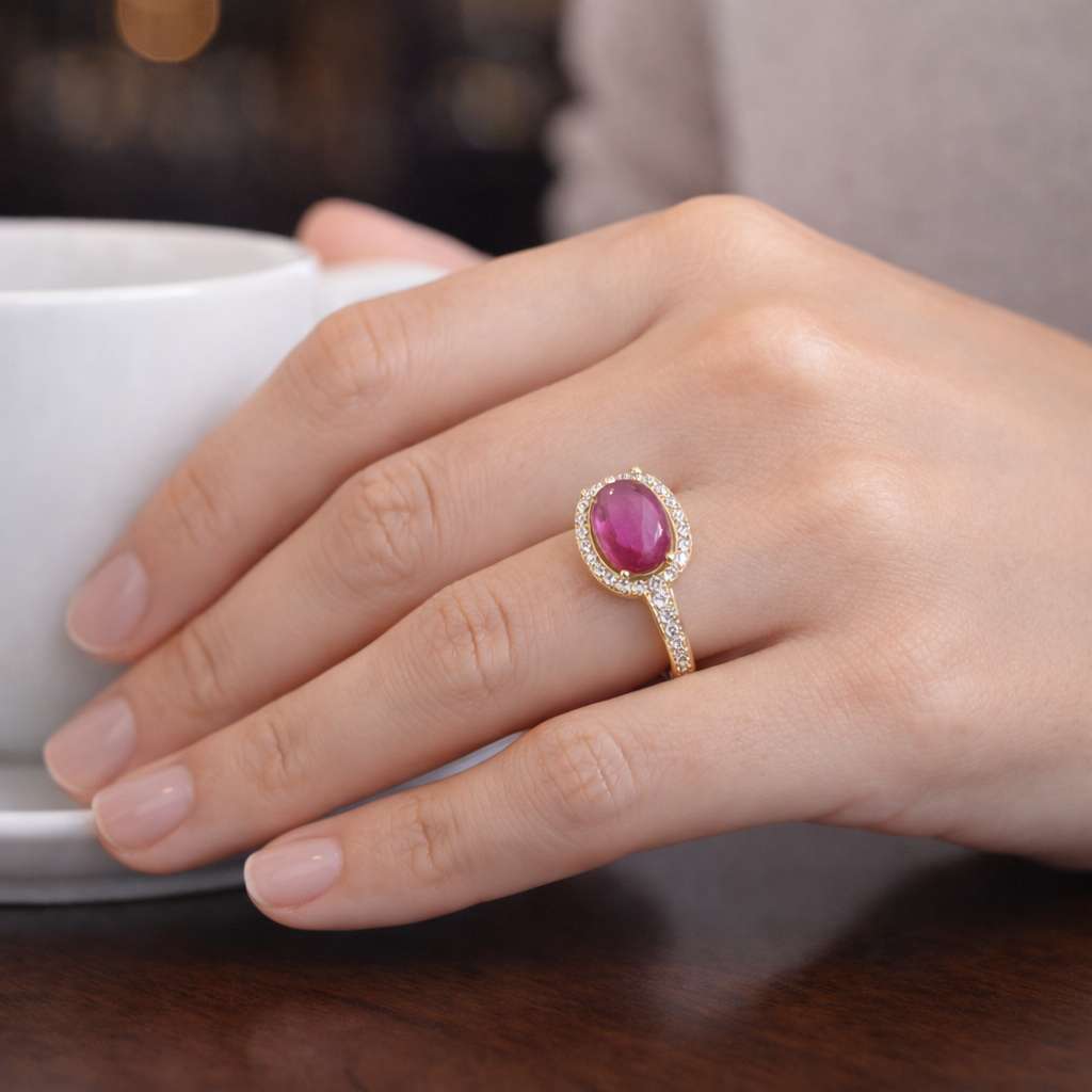 3.00 Ct Oval Ruby 9K Gold Ring