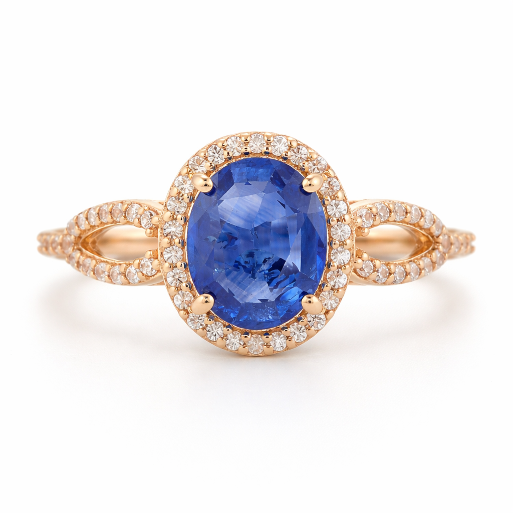 1.92 Ct Oval Sapphire 9K Gold Ring