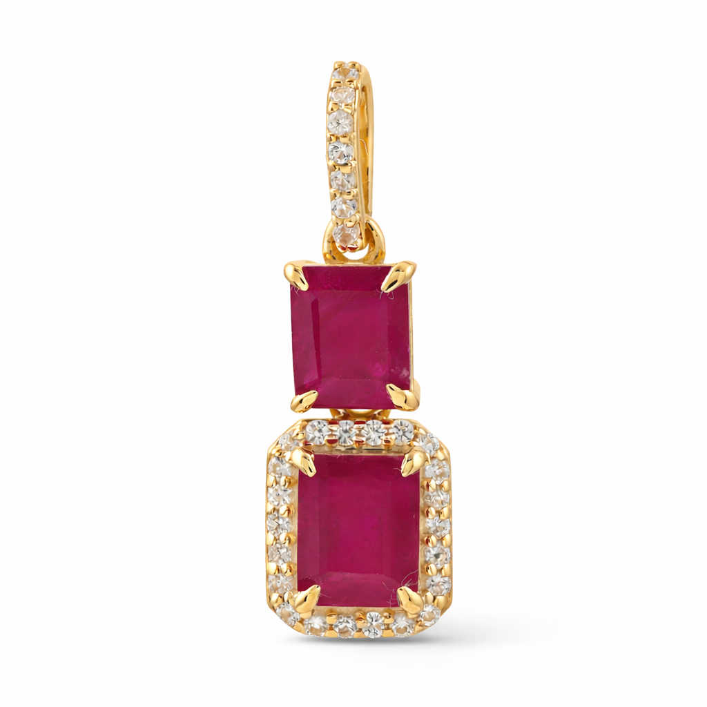 1.45 Ct Octagon Ruby 9K Gold Pendant