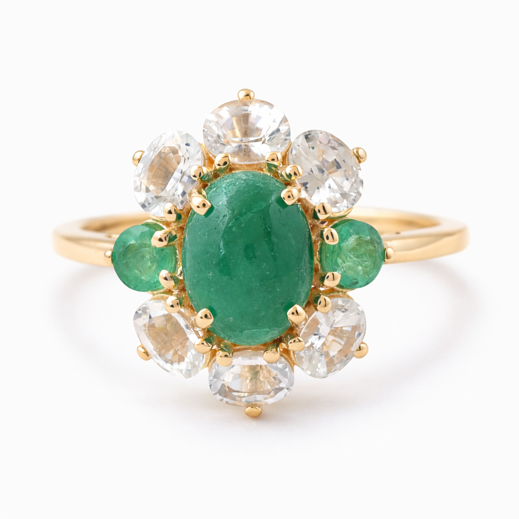 2.76 Ct Oval Emerald 9K Gold Ring
