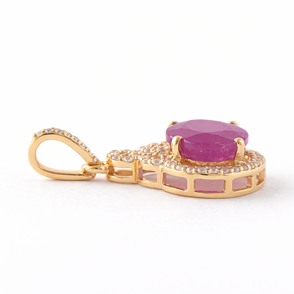 2.81 Ct Oval Ruby 9K Gold Pendant