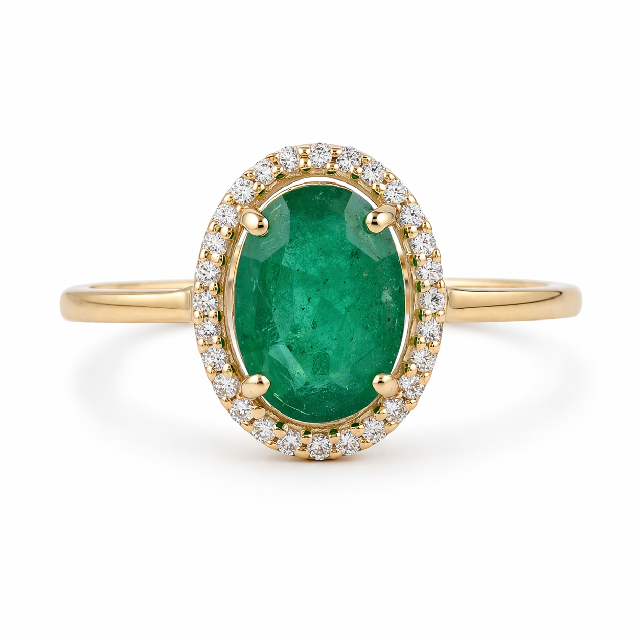 1.22 Ct Oval Emerald 9K Gold Ring