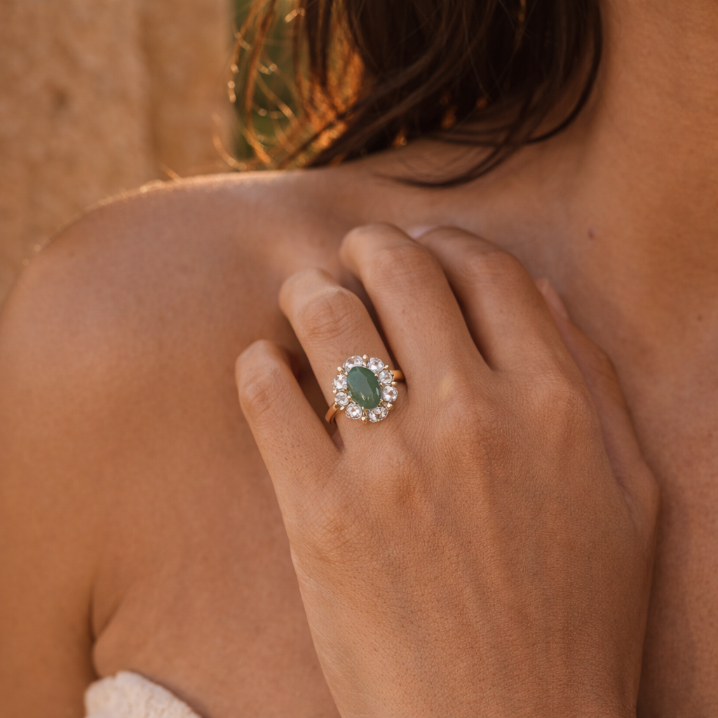 3.79 Ct Oval Emerald 9K Gold Ring
