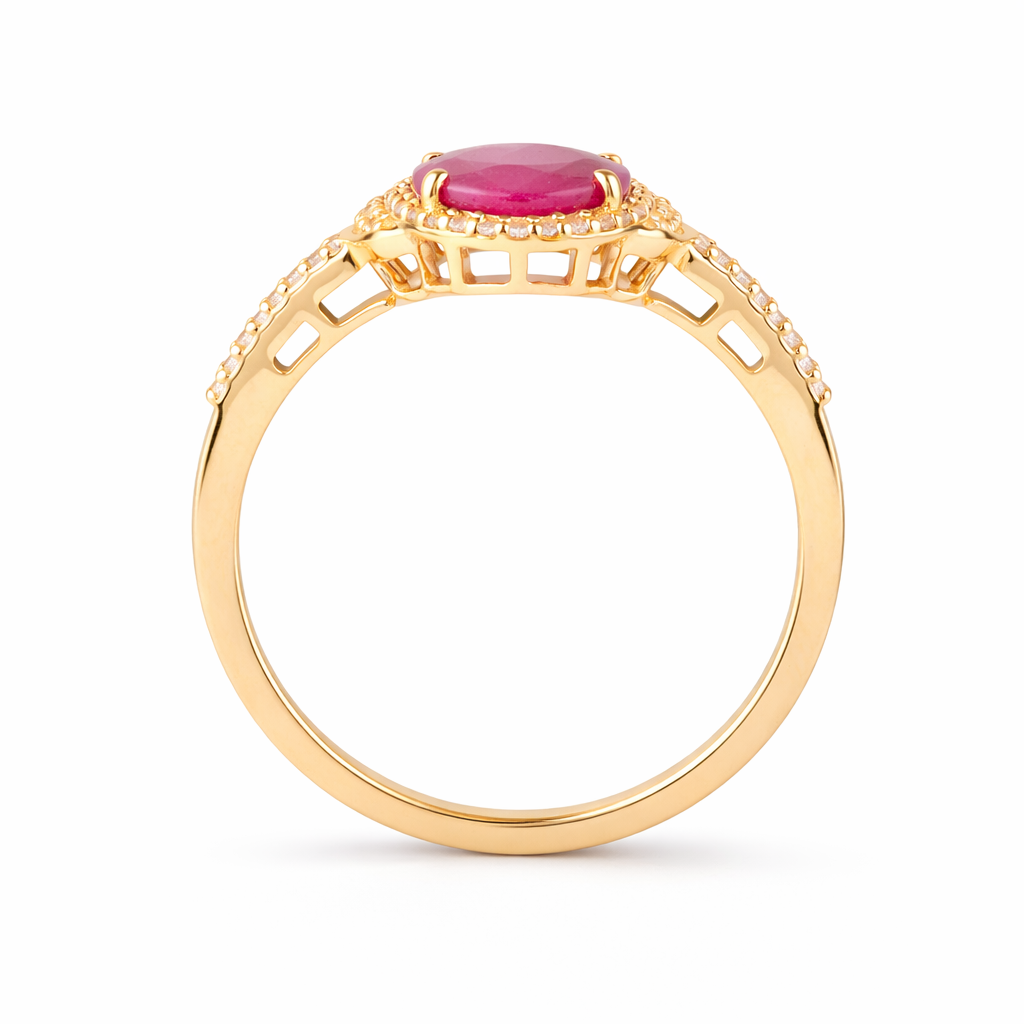 2.09 Ct Oval Ruby 9K Gold Ring