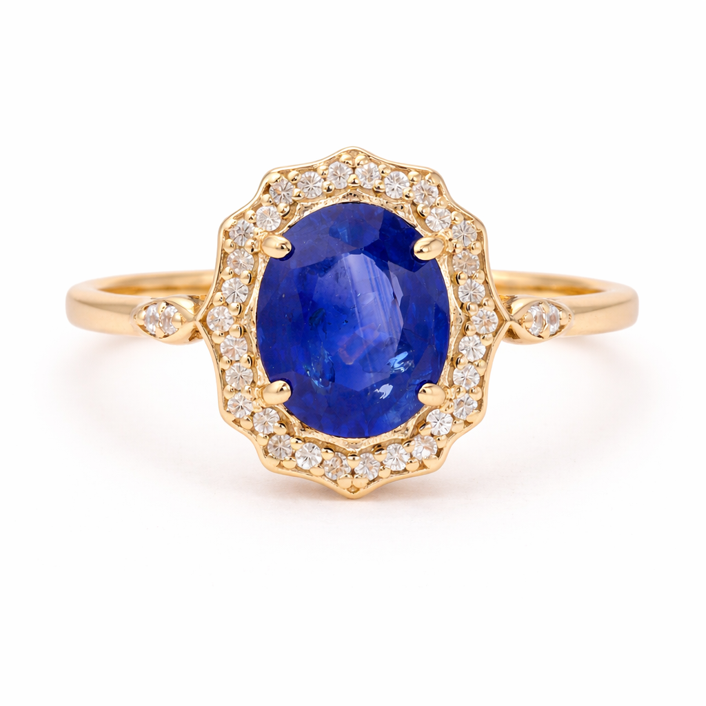 1.98 Ct Oval Sapphire 9K Gold Ring
