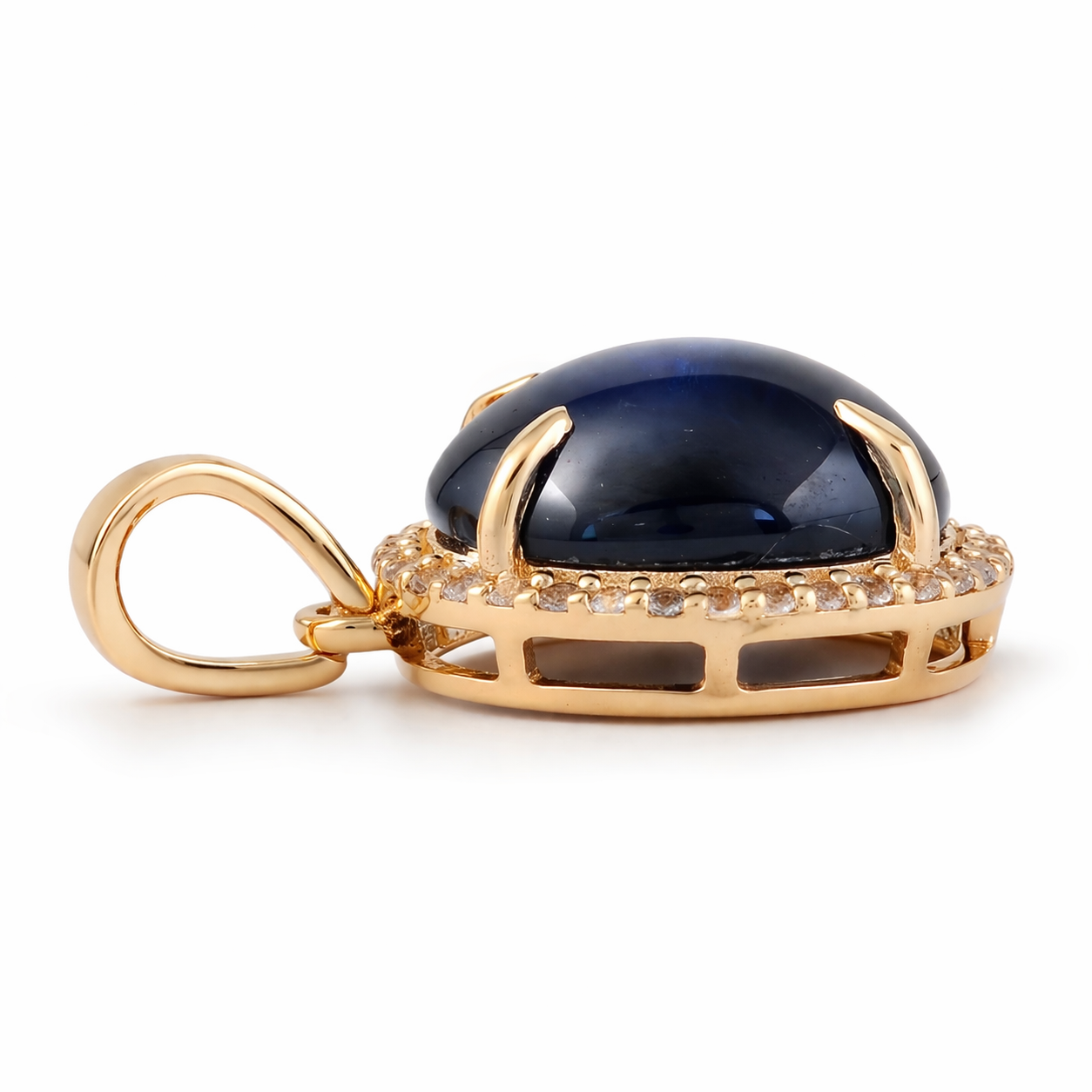 3.97 Ct Oval Sapphire 9K Gold Pendant