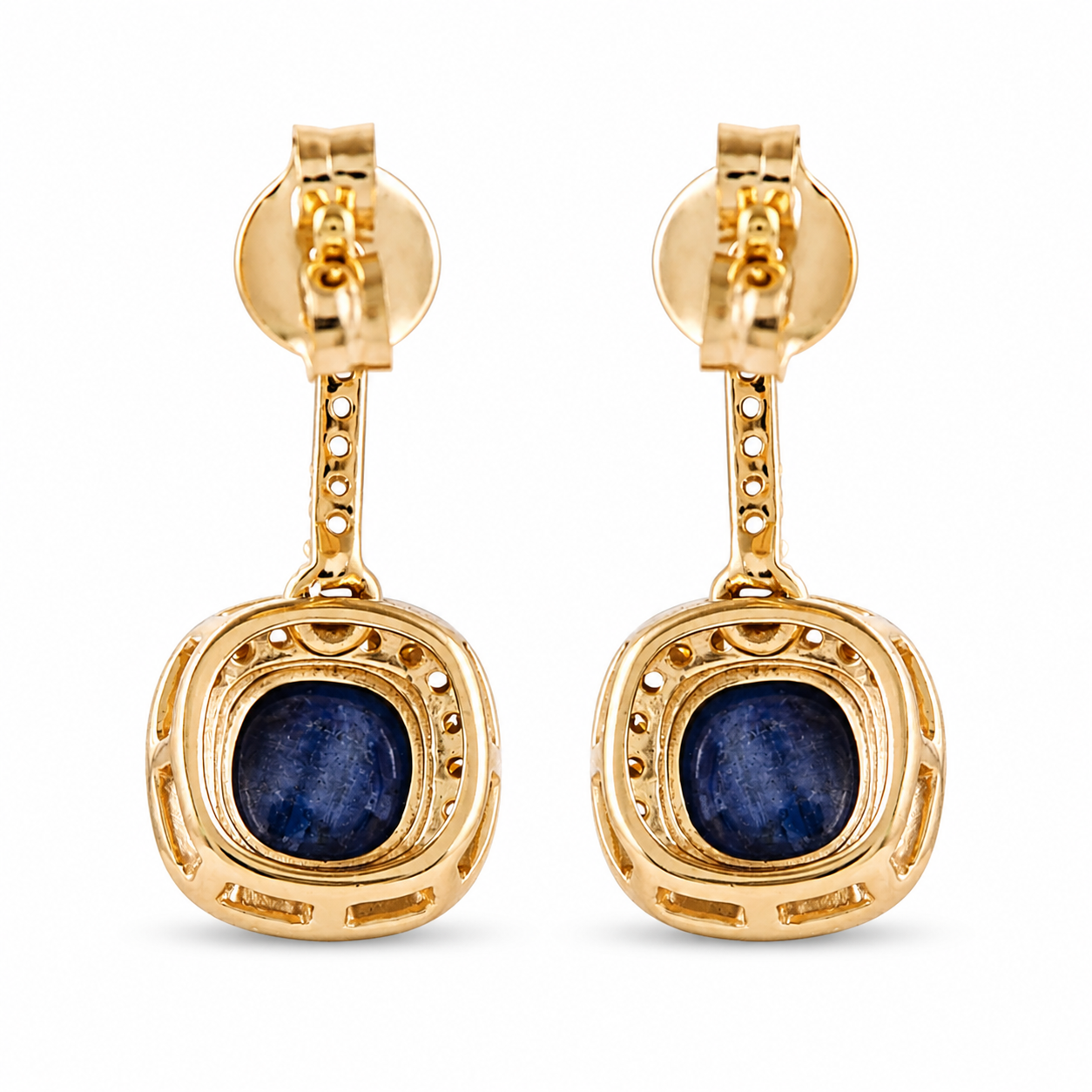 1.80 Ct Cushion Sapphire 9K Gold Earrings