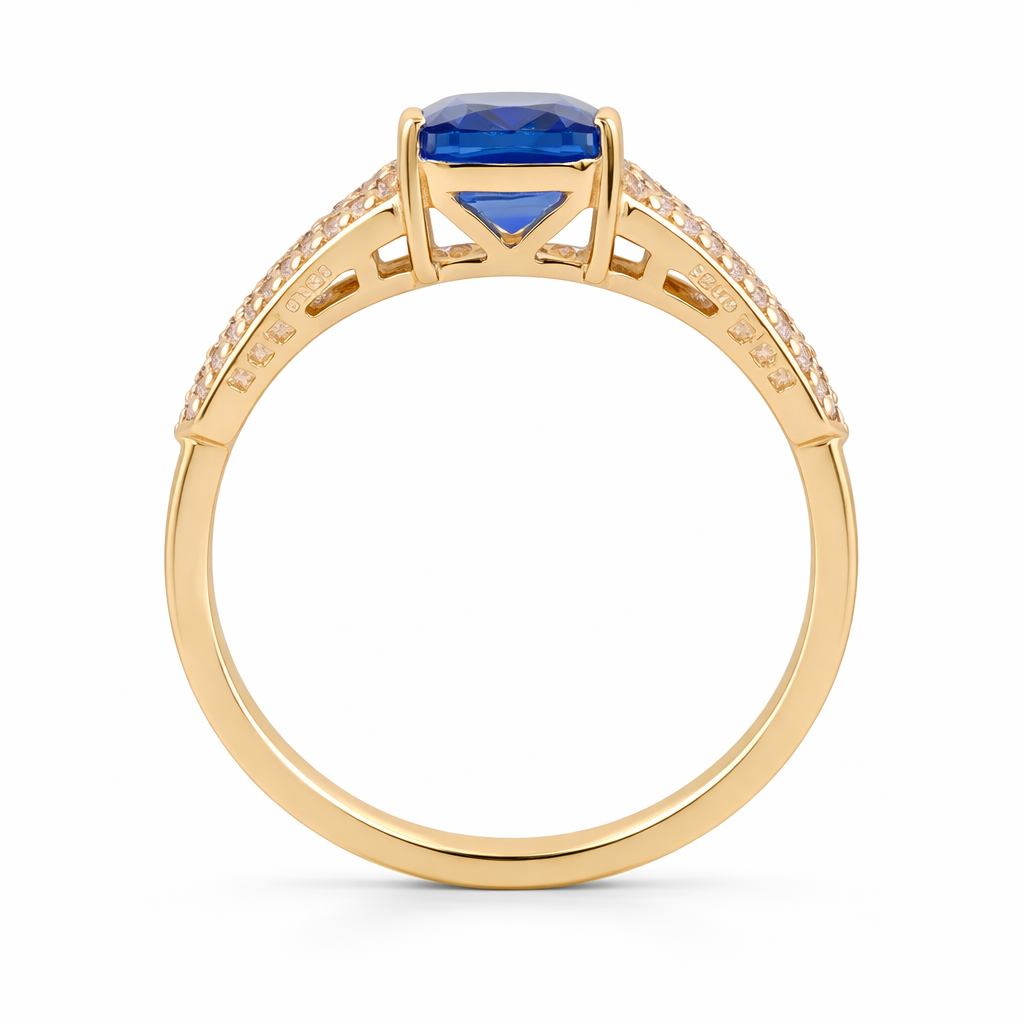 1.78 Ct Cushion Sapphire 9K Gold Ring