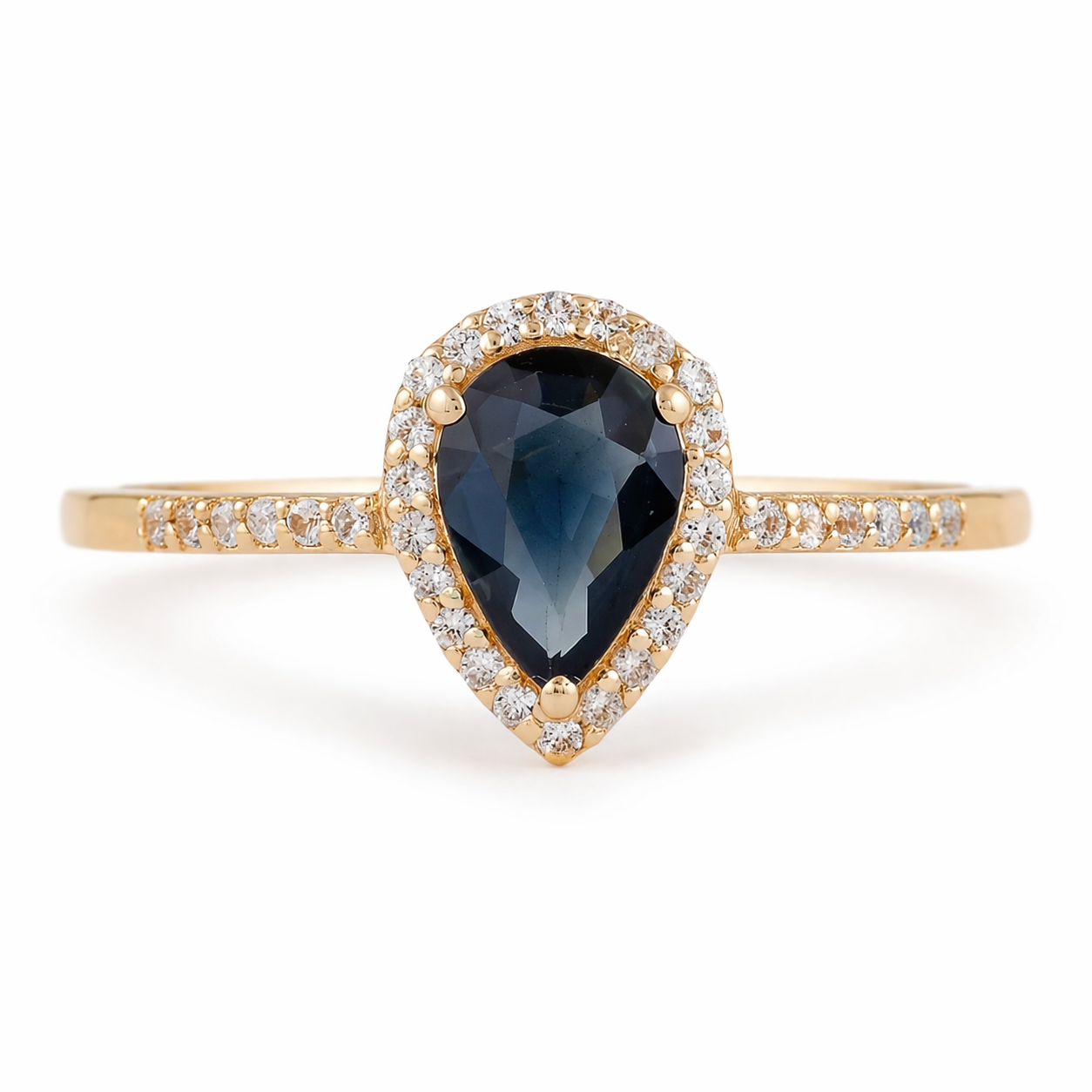 0.68 Ct Pear Sapphire 9K Gold Ring