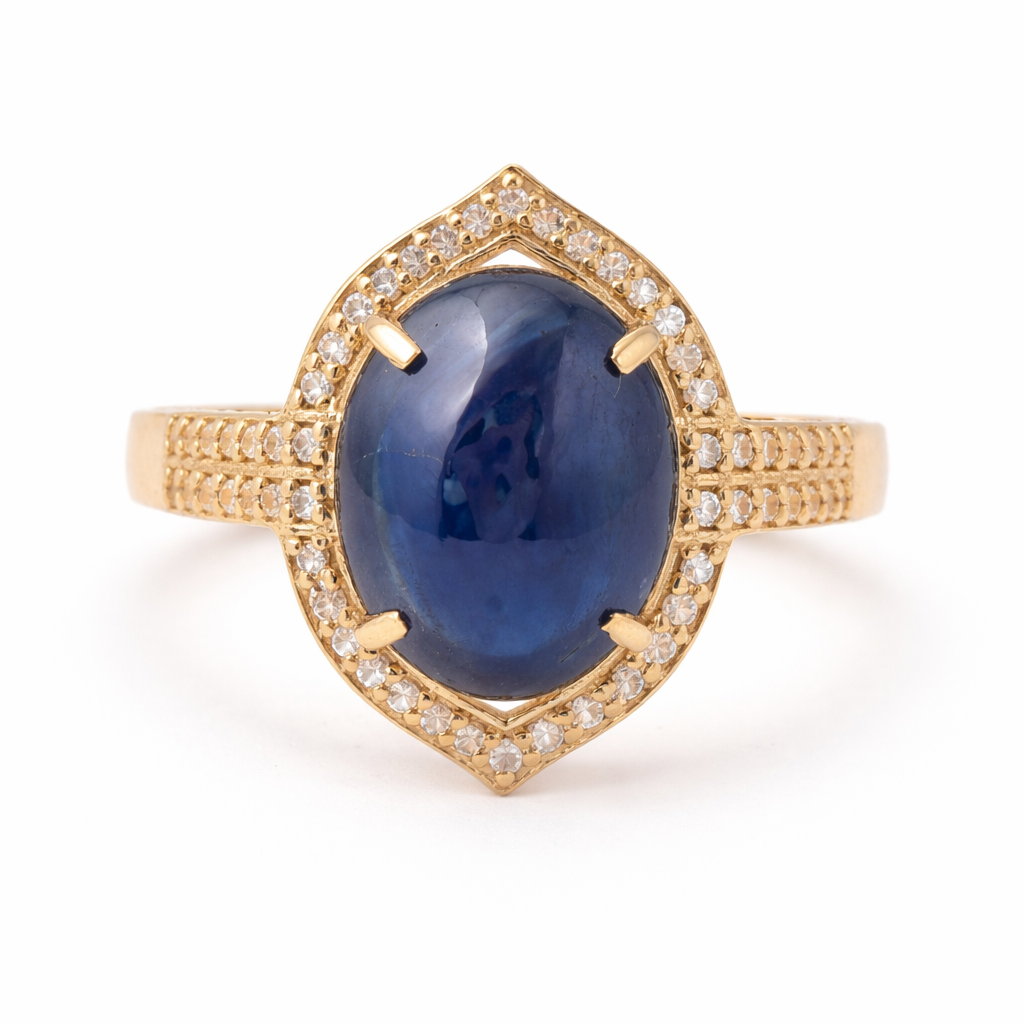 5.96 Ct Oval Sapphire 9K Gold Ring