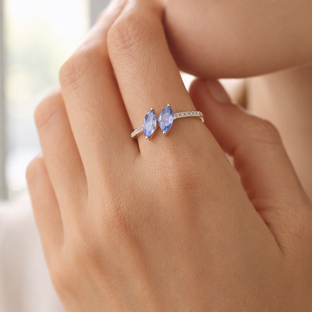 0.93 Ct Marquise Tanzanite 9K Gold Ring