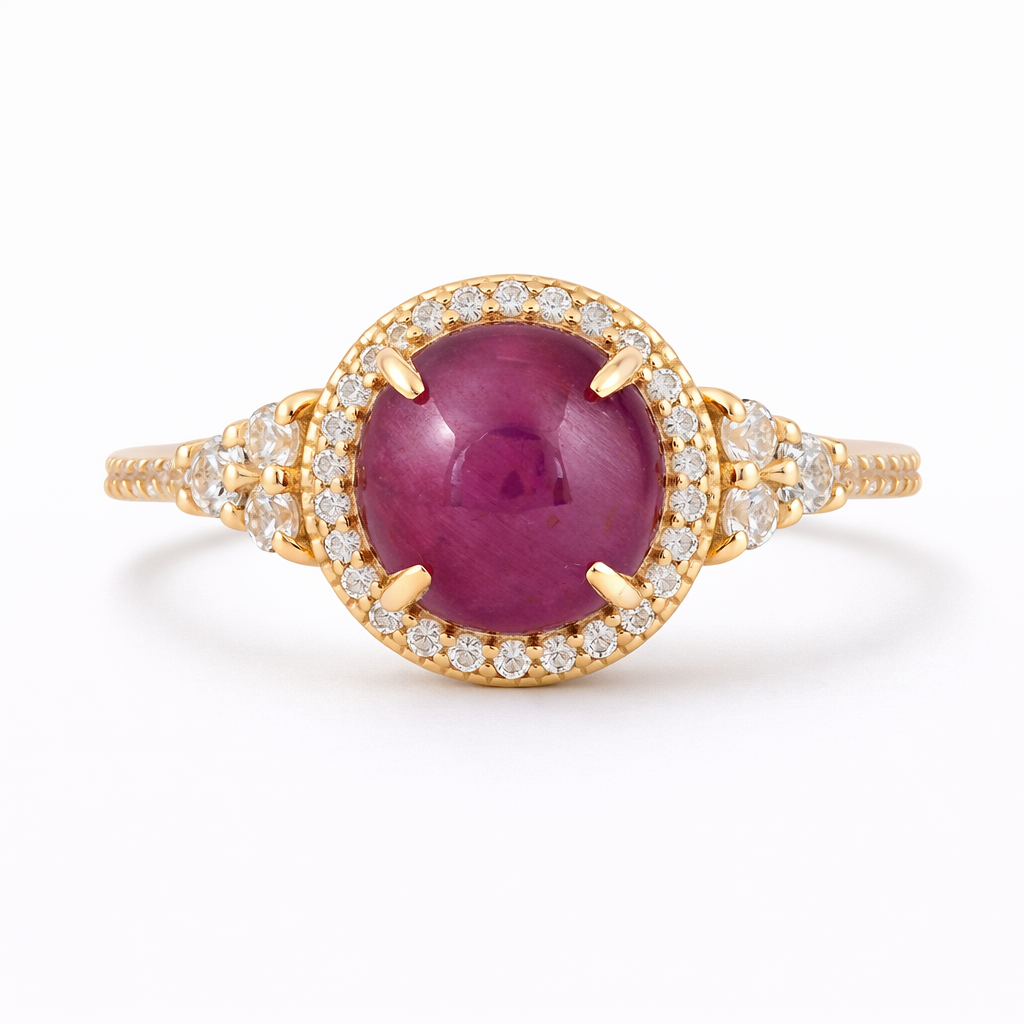 2.96 Ct Round Ruby 9K Gold Ring