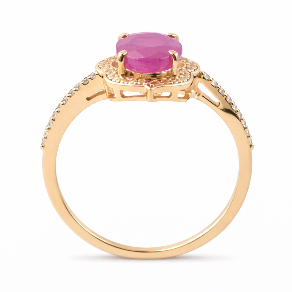 2.60 Ct Oval Ruby 9K Gold Ring
