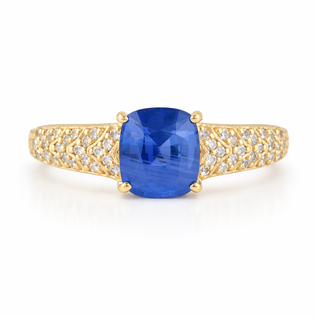 1.78 Ct Cushion Sapphire 9K Gold Ring