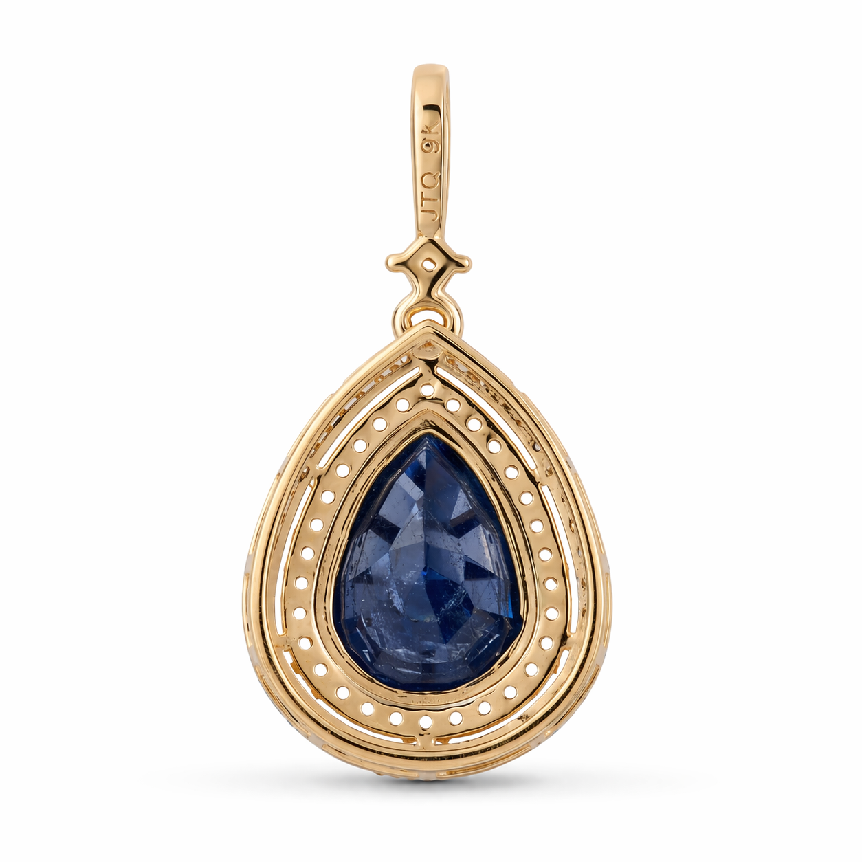 3.35 Ct Pear Sapphire 9K Gold Pendant