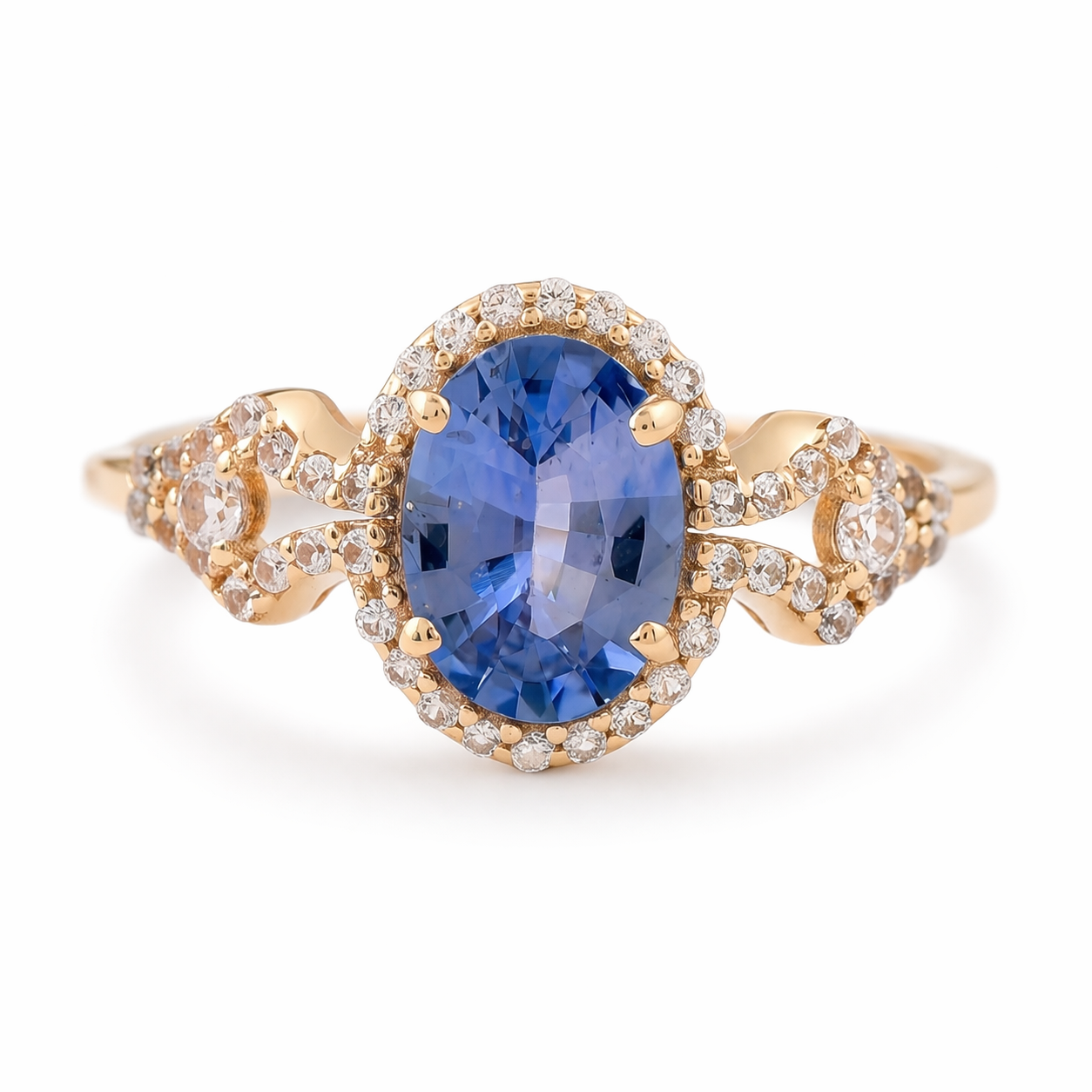1.31 Ct Oval Sapphire 9K Gold Ring