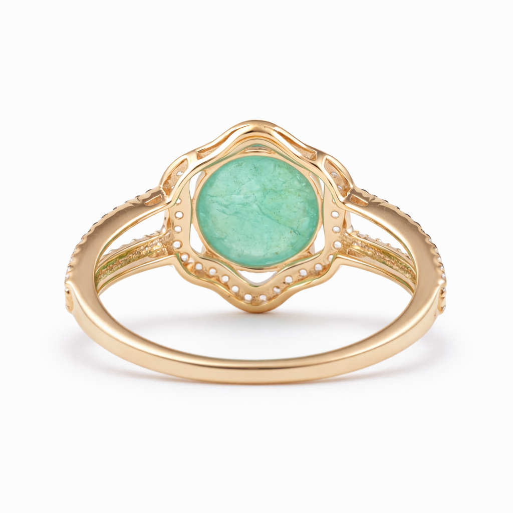 2.56 Ct Round Emerald 9K Gold Ring