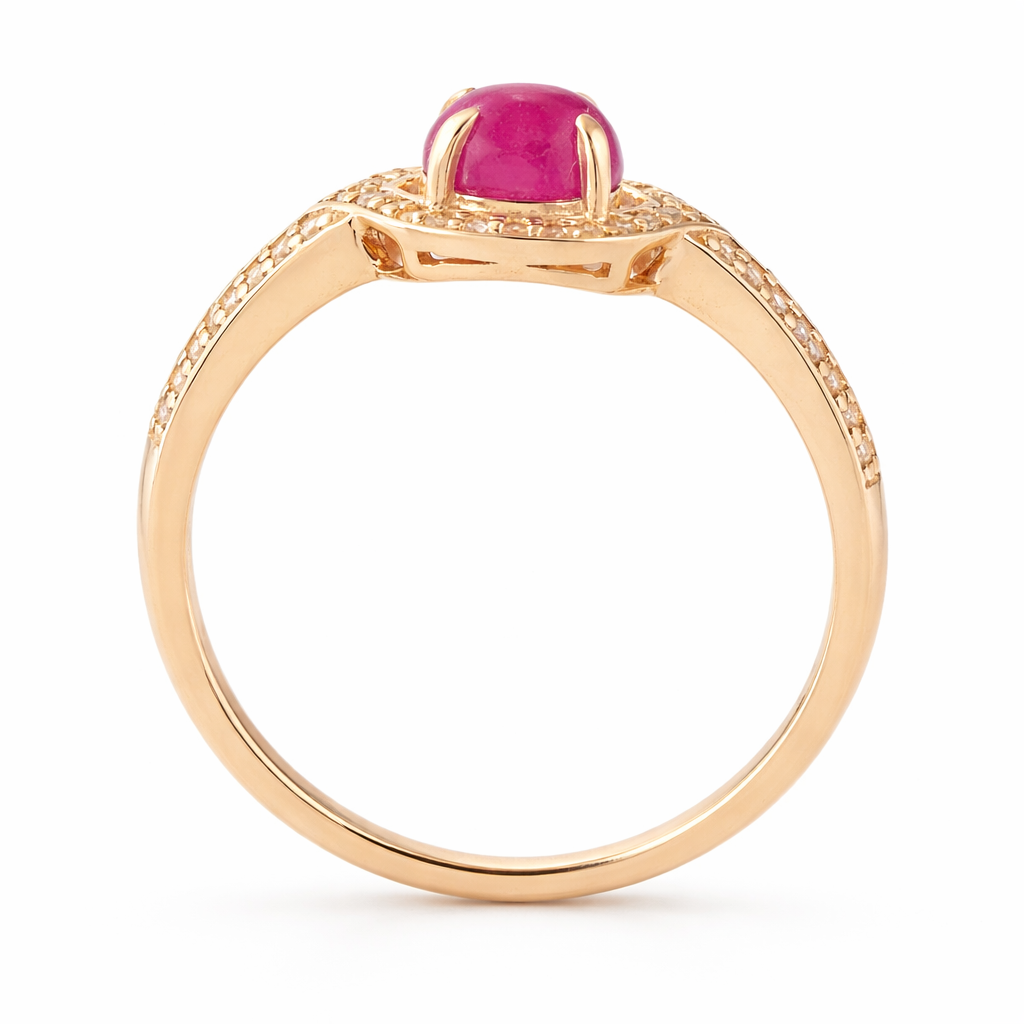 1.40 Ct Round Ruby 9K Gold Ring