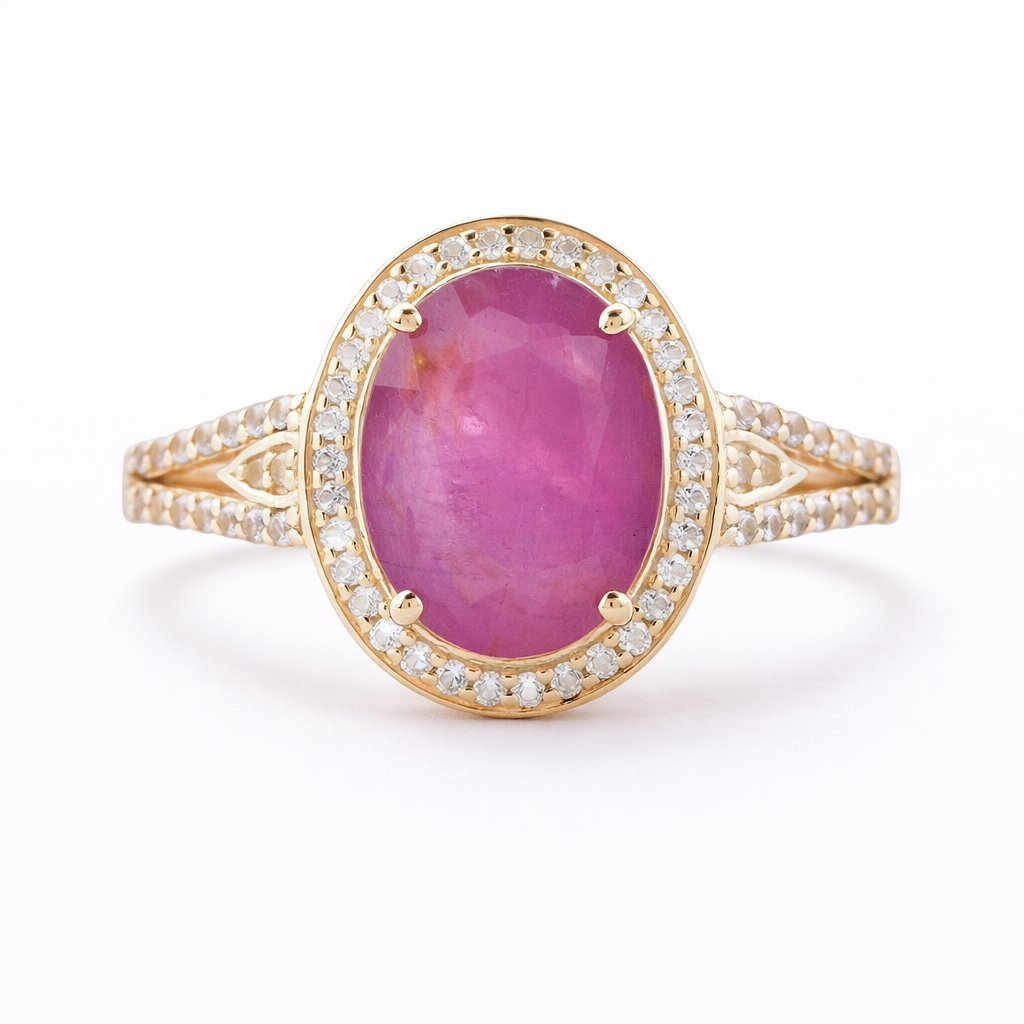 3.00 Ct Oval Ruby 9K Gold Ring