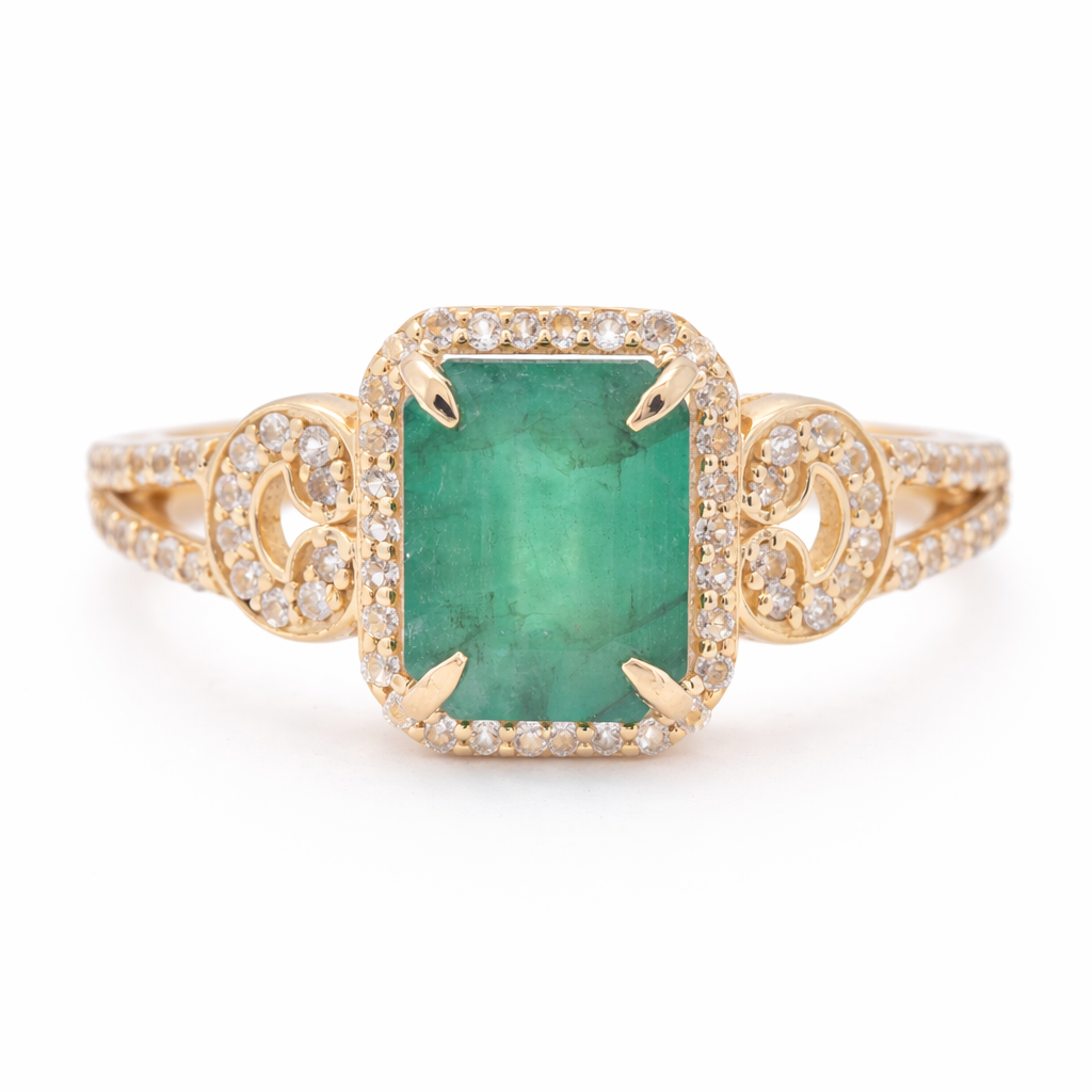 1.73 Ct Octagon Emerald 9K Gold Ring