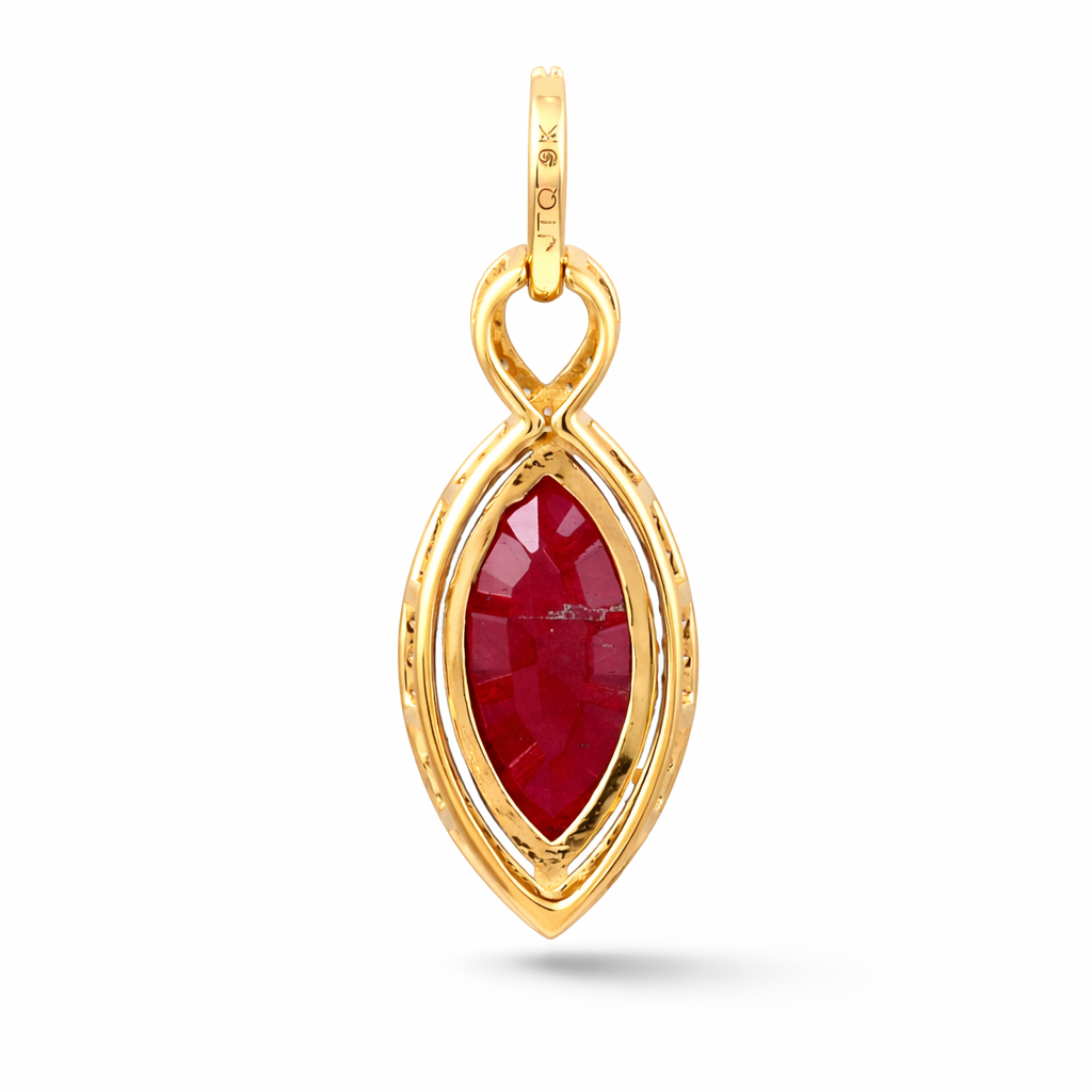 2.77 Ct Marquise Ruby 9K Gold Pendant