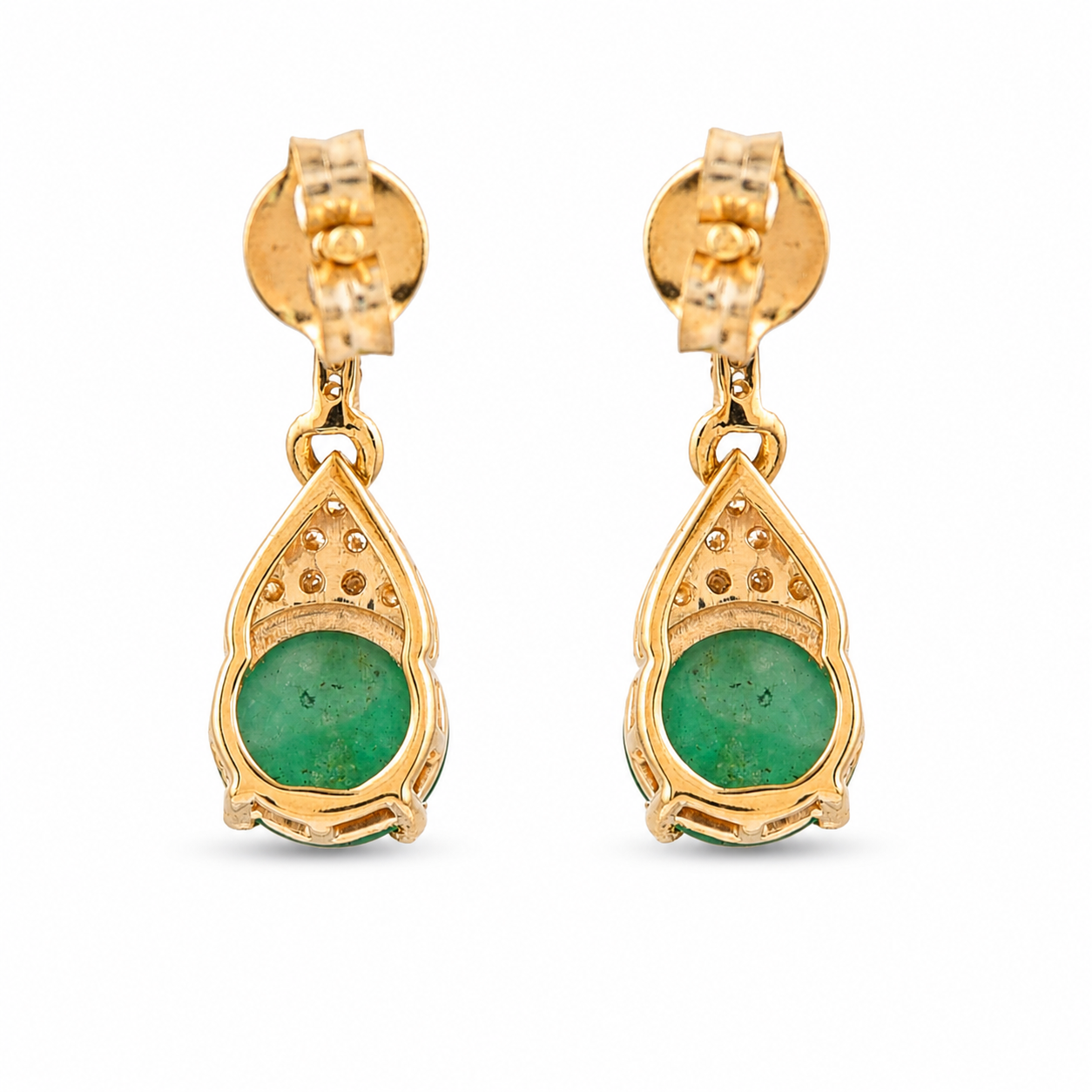 1.45 Ct Round Emerald 9K Gold Earrings
