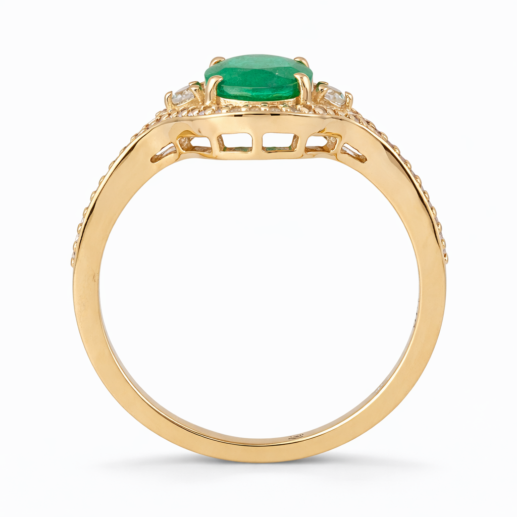 1.50 Ct Oval Emerald 9K Gold Ring