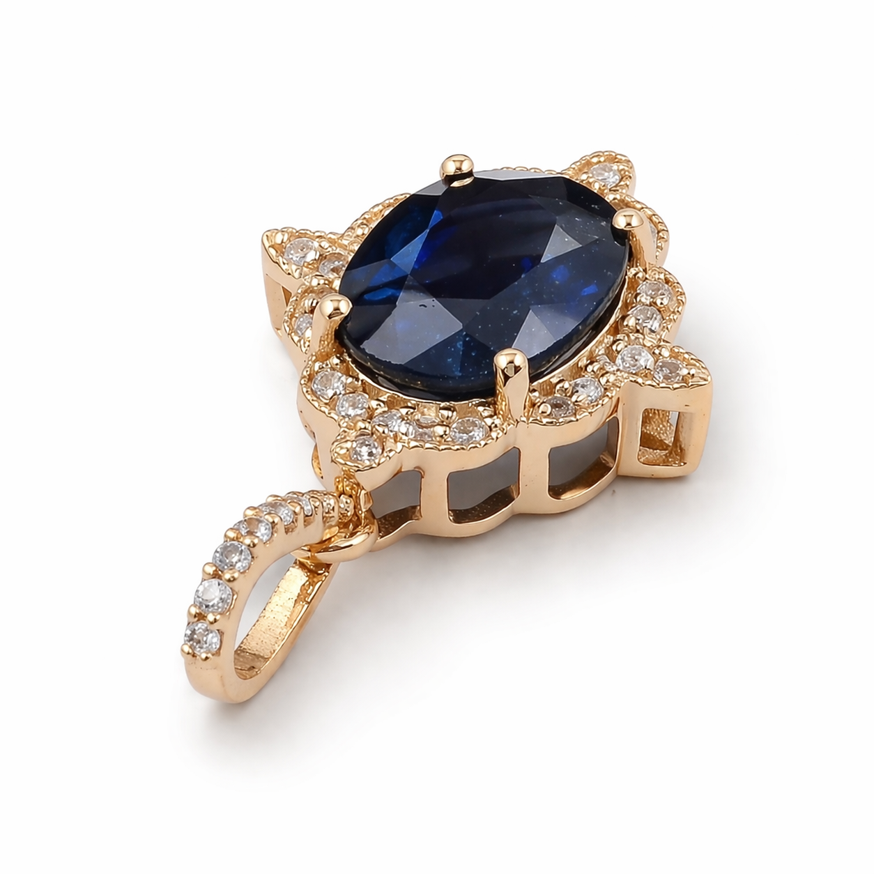 2.48 Ct Oval Sapphire 9K Gold Pendant