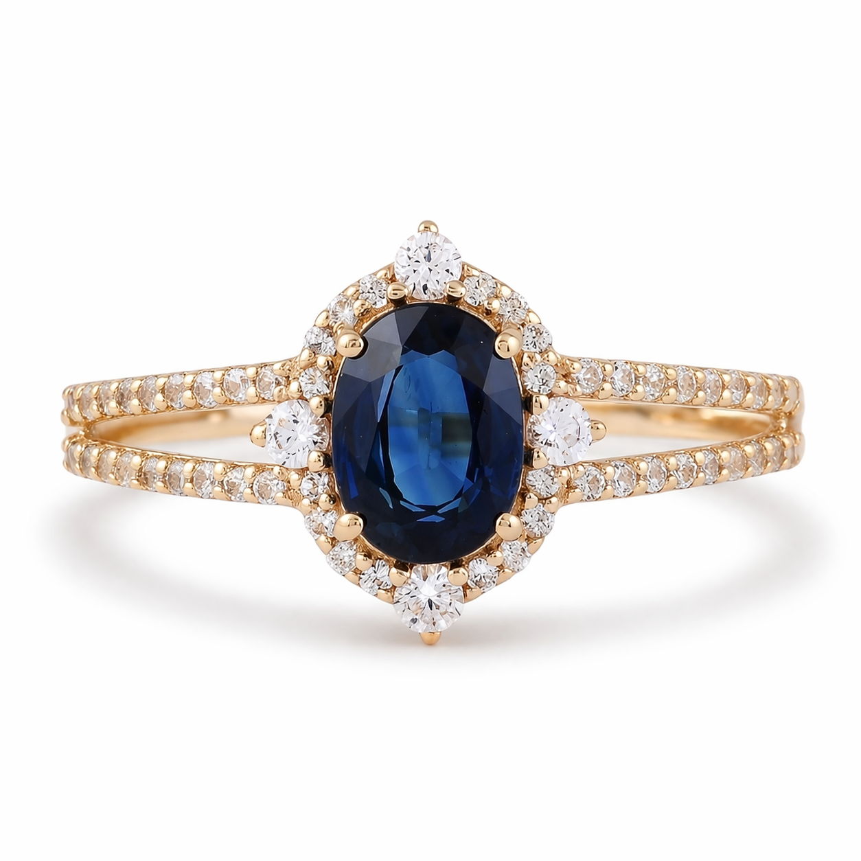 1.44 Ct Oval Sapphire 9K Gold Ring