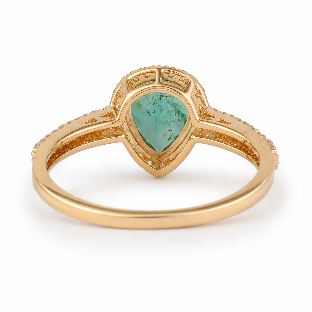 1.33 Ct Pear Emerald 9K Gold Ring