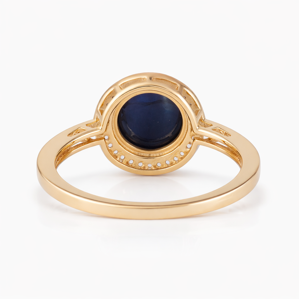 3.23 Ct Round Sapphire 9K Gold Ring
