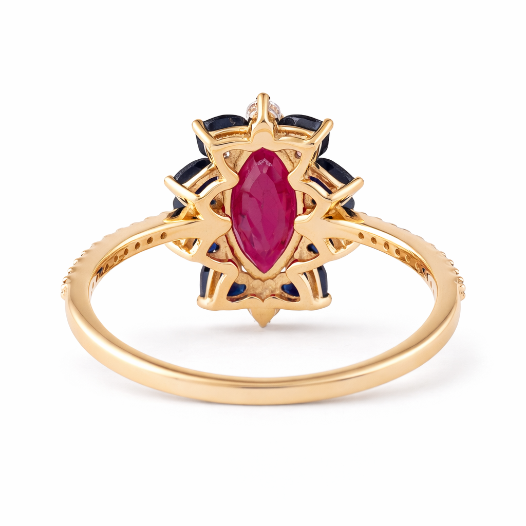 2.56 Ct Marquise Ruby 9K Gold Ring